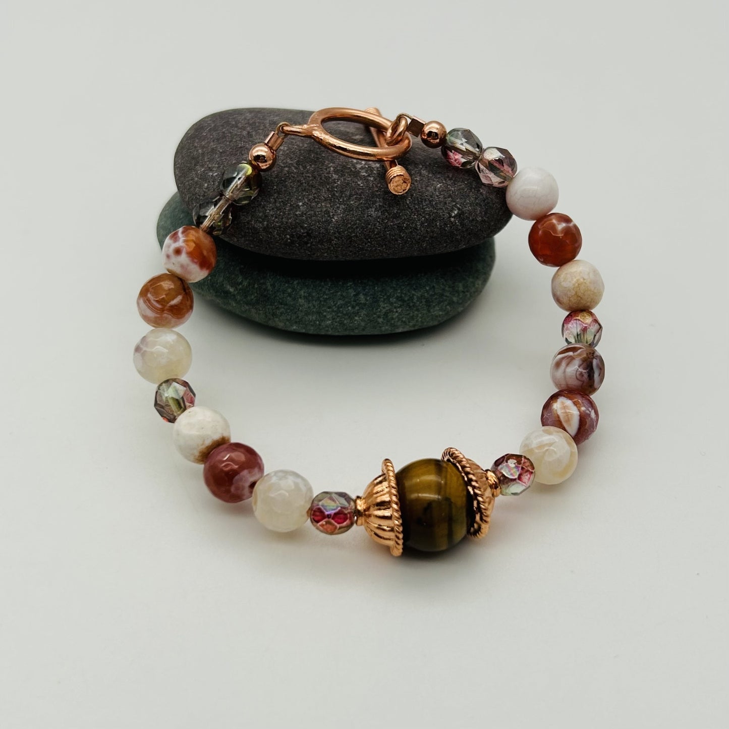 CO12BL Fire Agate Bracelet 7.5"