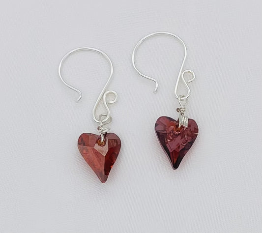 C1174SW Red Heart Earrings