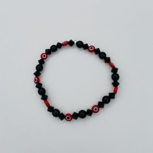 ST1663BL Onyx Eyes Red Bracelet 7.5"