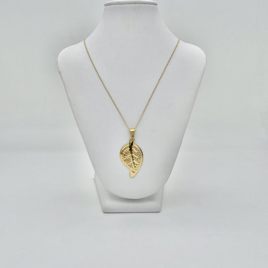 SS1528NL Gold Plated Leaf Necklace 26"