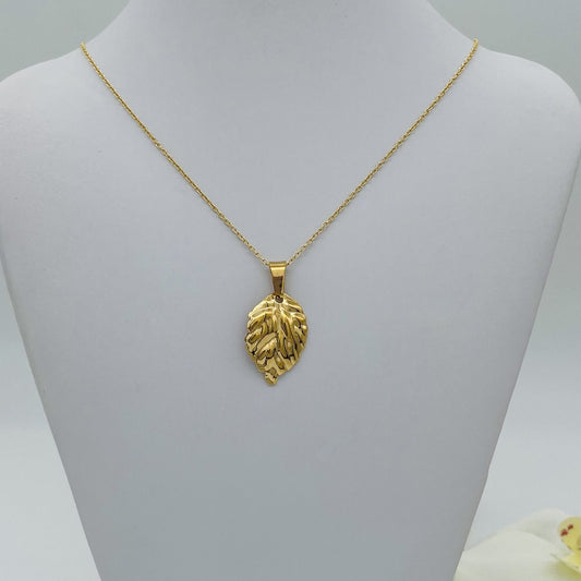 SS1529NL Gold Plated Leaf Necklace 20"
