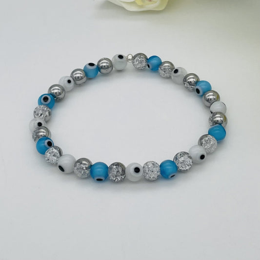 CH948  Rock Crystals Bracelet Blue Eyes 6.5"