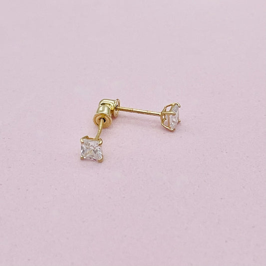 G32ER 14K Gold Square Earrings 4mm.