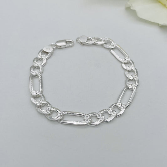 S1692BL Figaro Pave Bracelet 10mm. X 9"