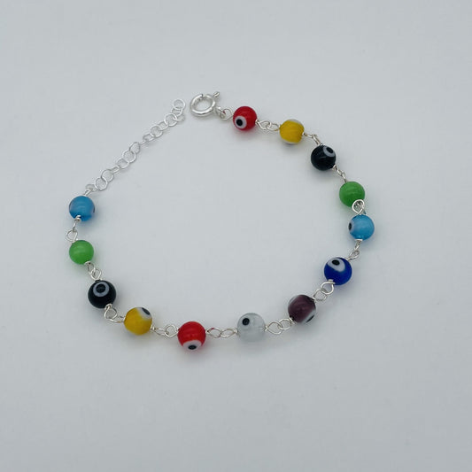C1336BL Colorful Eyes Bracelet  8"