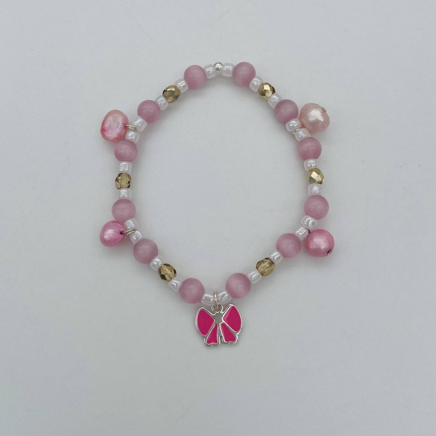 Ch952BL Pink With Bow Bracelet  6"