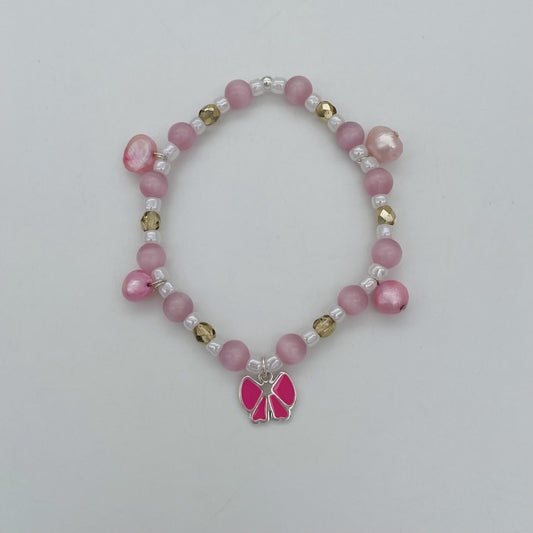 Ch952BL Pink With Bow Bracelet  6"