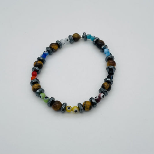 ST1794BL Multicolor Eyes Bracelet  7"