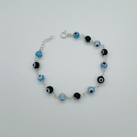 C1336BL Blue & Black Eyes Bracelet  8"