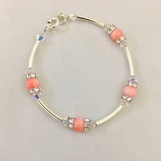 CH865BL Pink Dyed Bamboo Coral Bracelet  6"