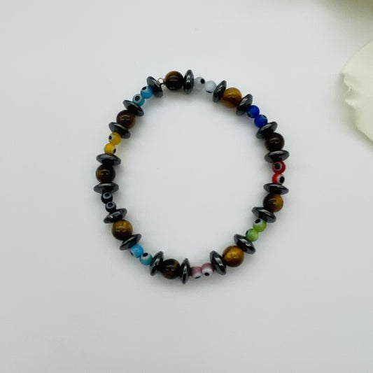 ST1794BL Multicolor Eyes Bracelet  7"