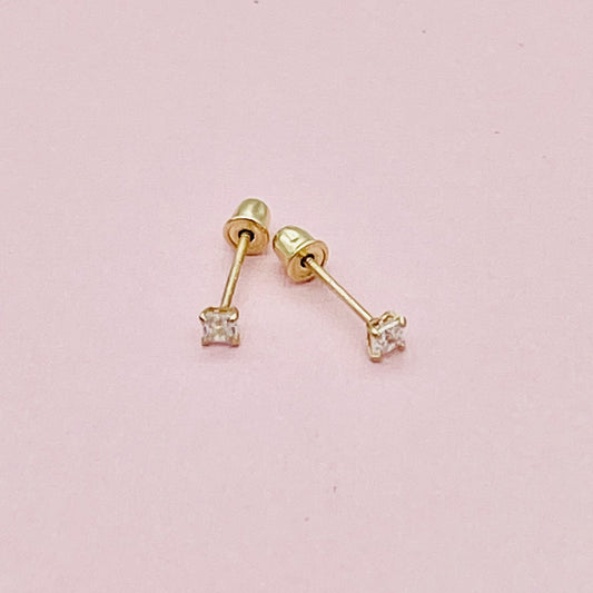 G32ER 14K Gold Square Earrings 2mm.