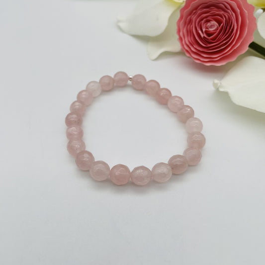 ST1033BL Rose Quartz Bracelet 8mm. X 7"