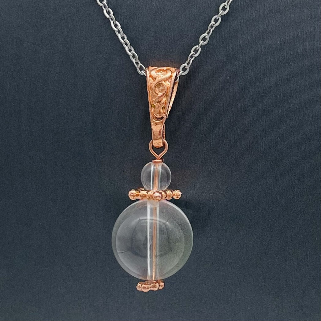CO08P Copper & Rock Crystal Pendant