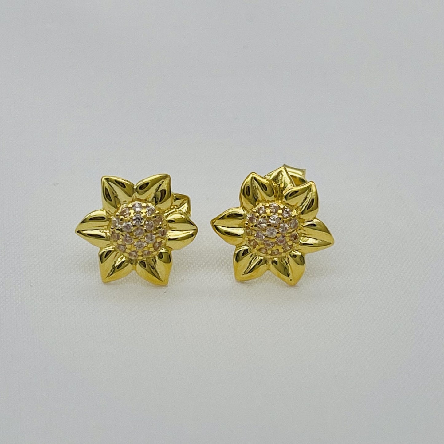 Z1671ER Gold Plated Sunflower Earrings