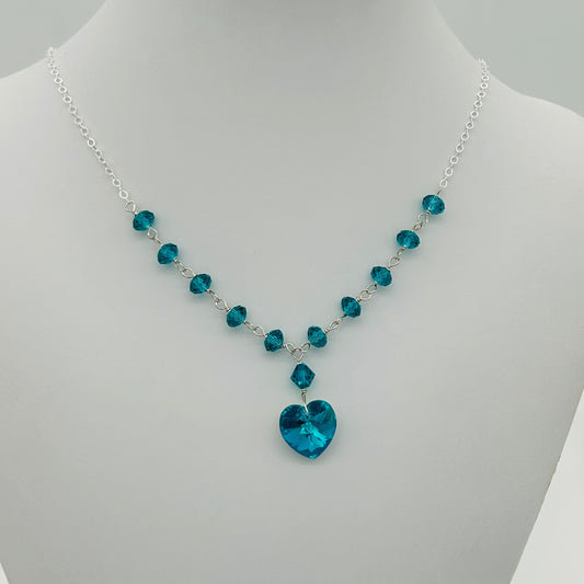 C1486NLSW Blue Zircon Necklace 16"