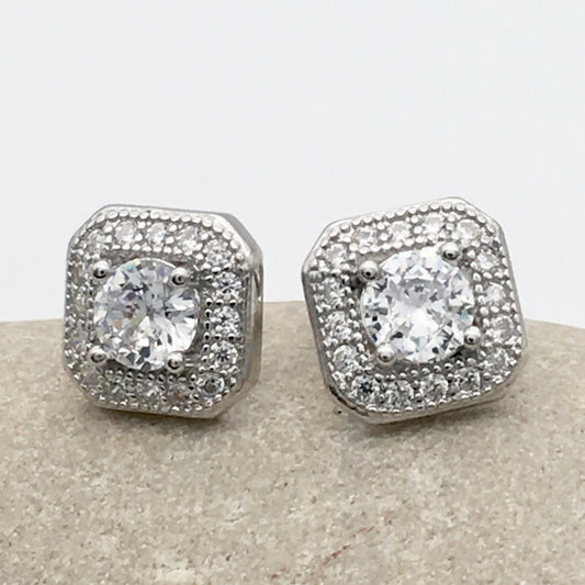Z1367ER Square Earrings 9mm. x 9mm.