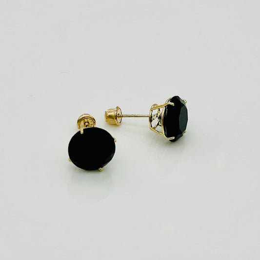 14KG339 Round Black Earrings 8mm.