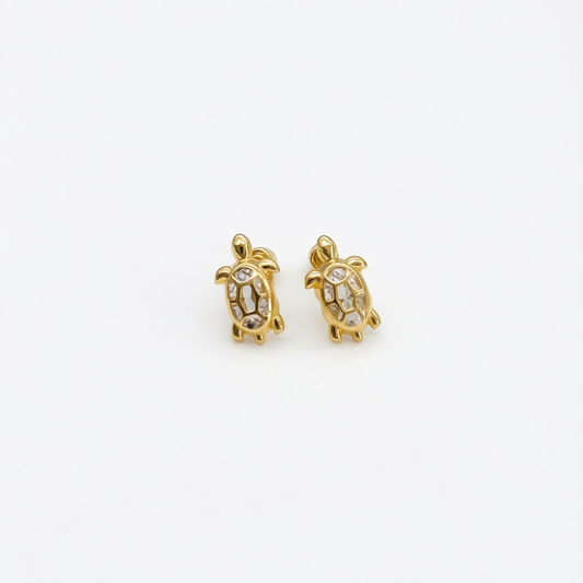 14KG497 Clear Turtle Earrings