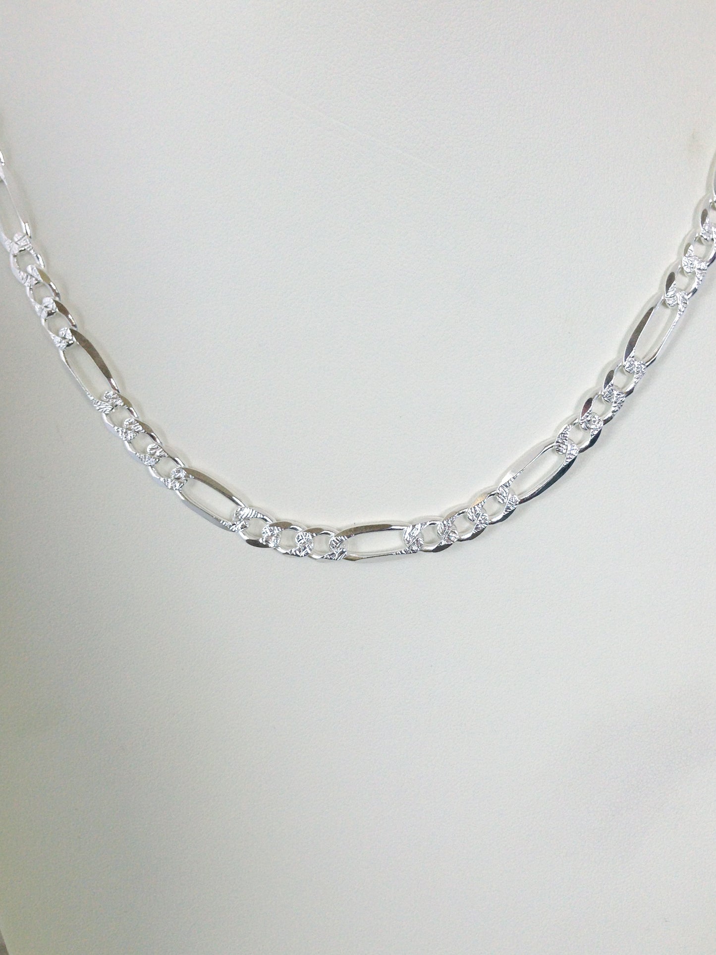 S964 Super Flat Figaro Pave Chain 7mm. X 20"
