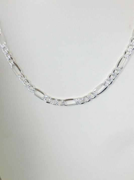 S964 Super Flat Figaro Pave Chain 7mm. X 20"