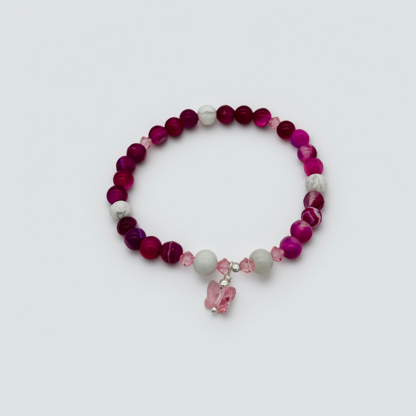 ST1912BL Pink Agate Bracelet 7.5"