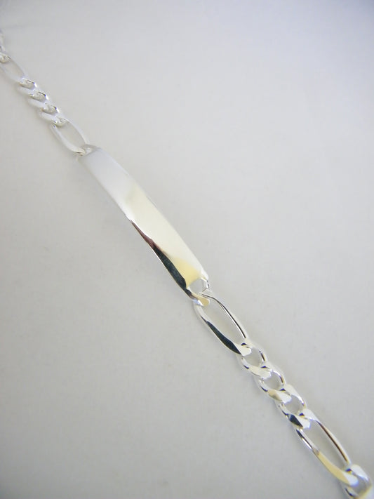 S732BL Super Flat Figaro ID Bracelet 8.25mm 8"