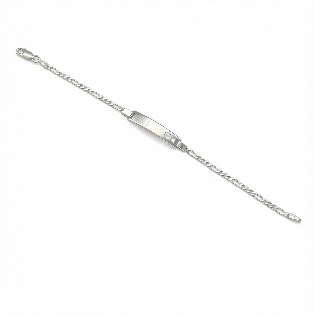 CH1011 Figaro Bracelet With Heart 6"