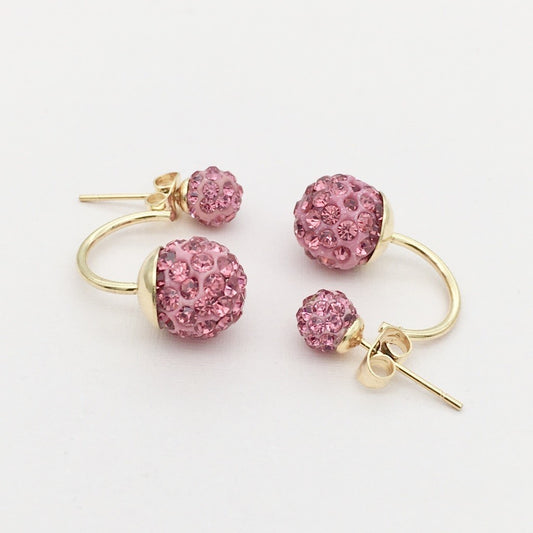 SS928ER Gold Plated Telephone  Pink Earrings