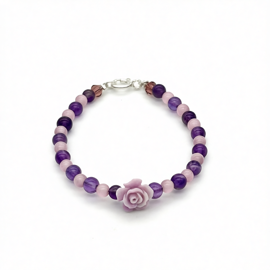 CH1003 R0se Quarz & Amethyst Bracelet 6"
