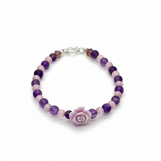 CH1003 R0se Quarz & Amethyst Bracelet 6"