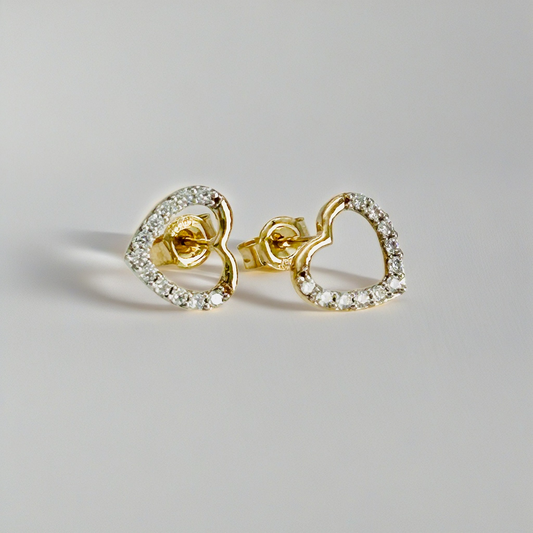 G416 14K Gold Heart Earrings 10mm.
