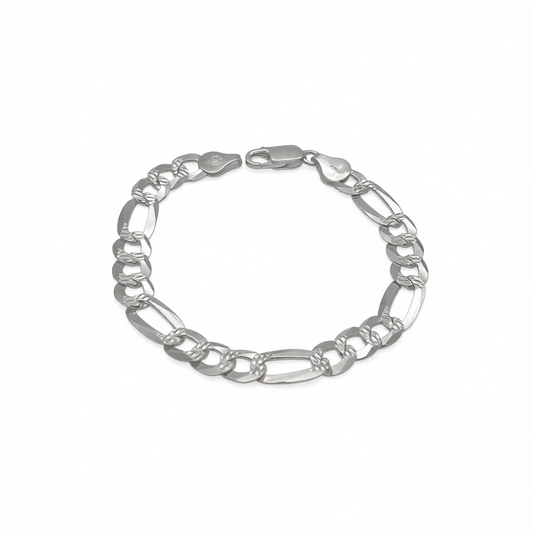 S1587 Super Flat Figaro Pave Bracelet 7.5mm. X 7"