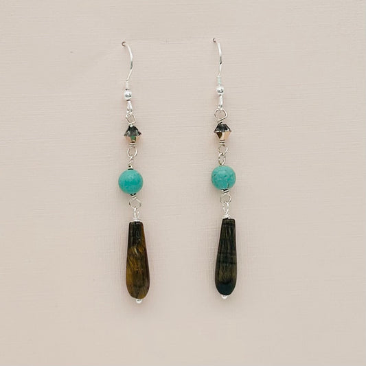 ST1927 Tiger eye Magnesite Earrings