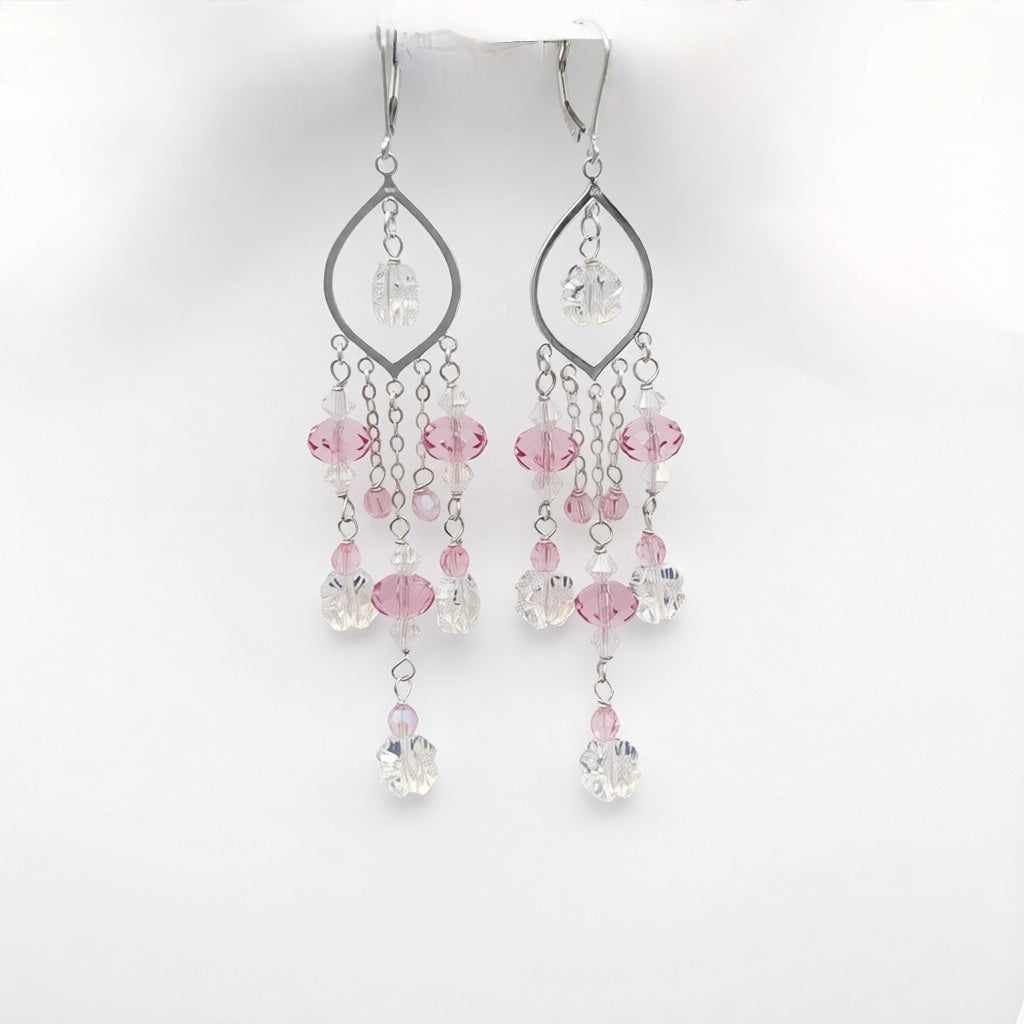 C1491 Pink Earrings 3.5"