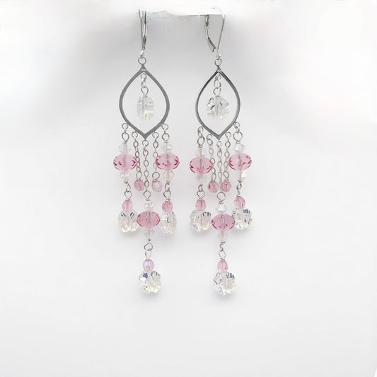 C1491 Pink Earrings 3.5"