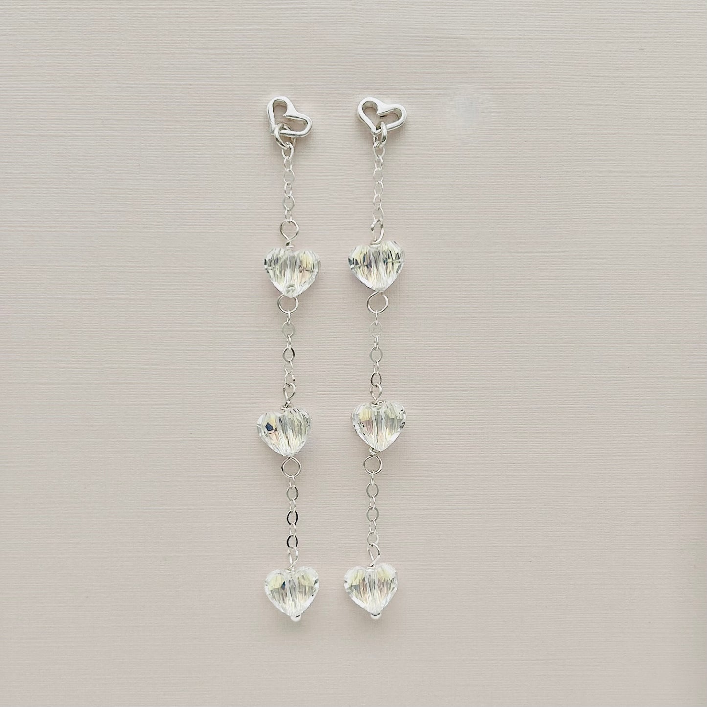 C1285SW Clear Hearts Earrings