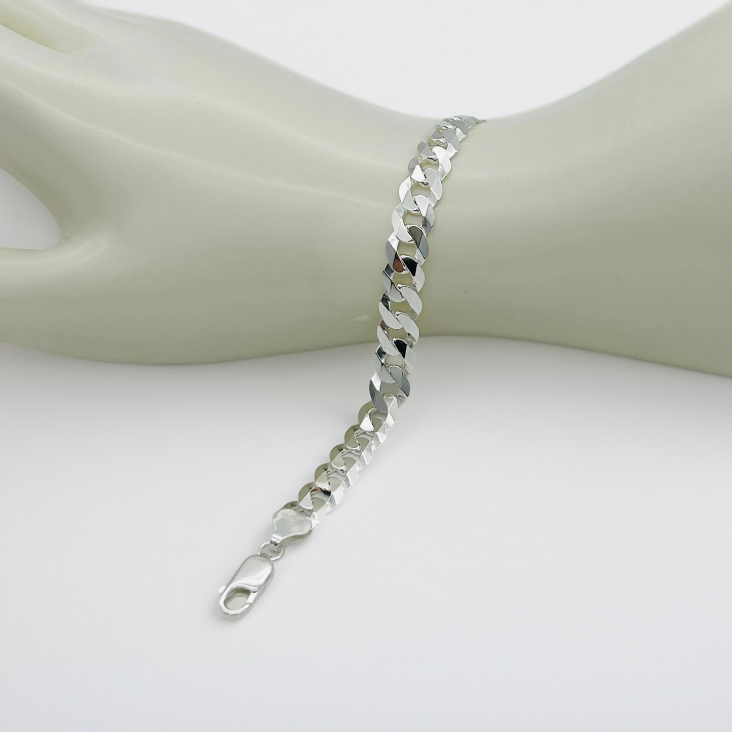 S1869 Flat Curb Link Bracelet 7.2mm. X 8"