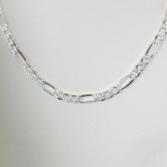 S964 Super Flat Figaro Pave Chain 7mm. X 26"