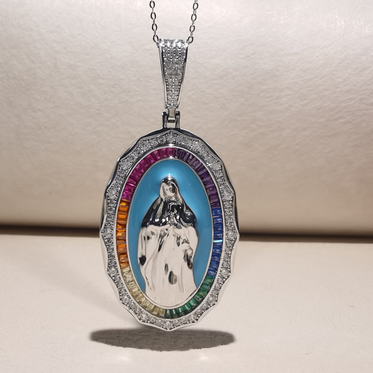 Z1851P Virgin Mary Pendant 60mm. x 30mm.