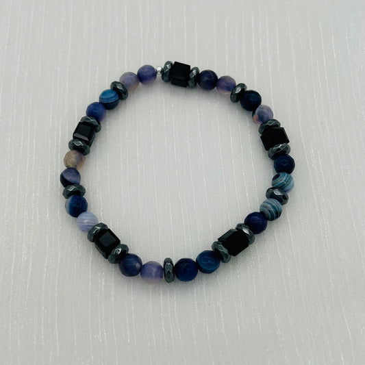 ST1978BL Blue Agate Bracelet 7"