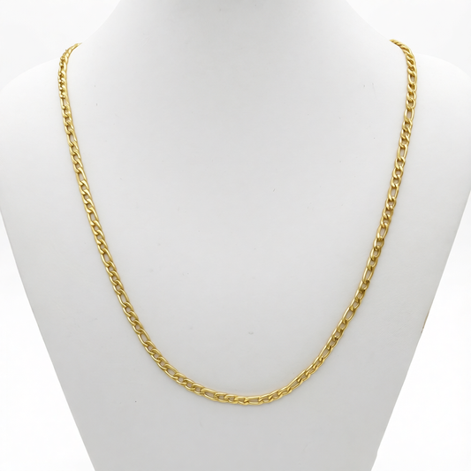 SS1595CH Gold Plated Figaro Chain 3mm. X 20"
