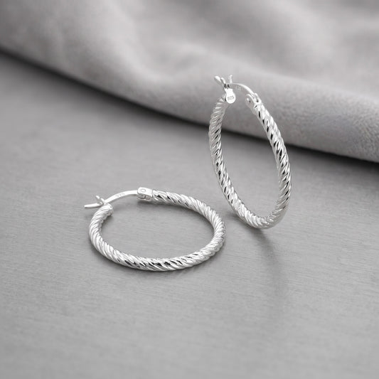 S1972 Hoop Earrings  3mm. X 25mm.