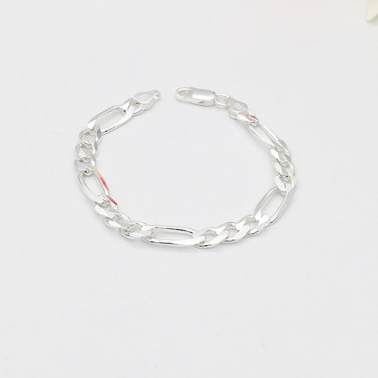 S1424 Super Flat Figaro Bracelet 7mm. X 7"