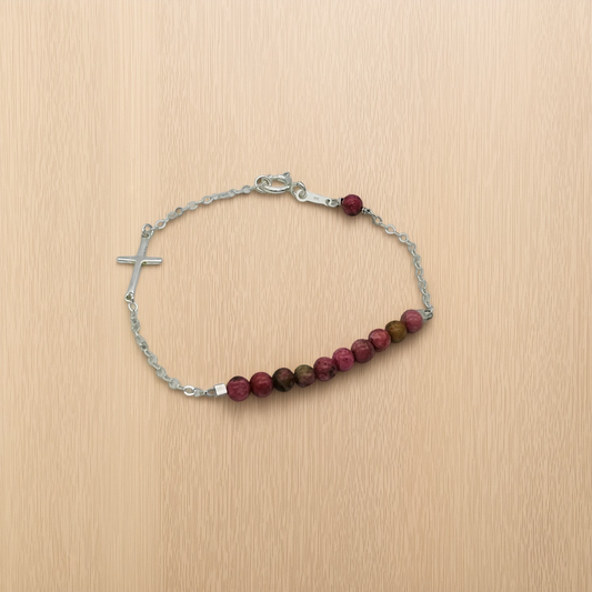 ST1482BL Rhodonite Bracelet 7"