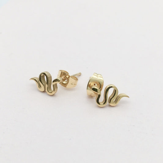 SS1339ER Gold Plated Snake Earrings