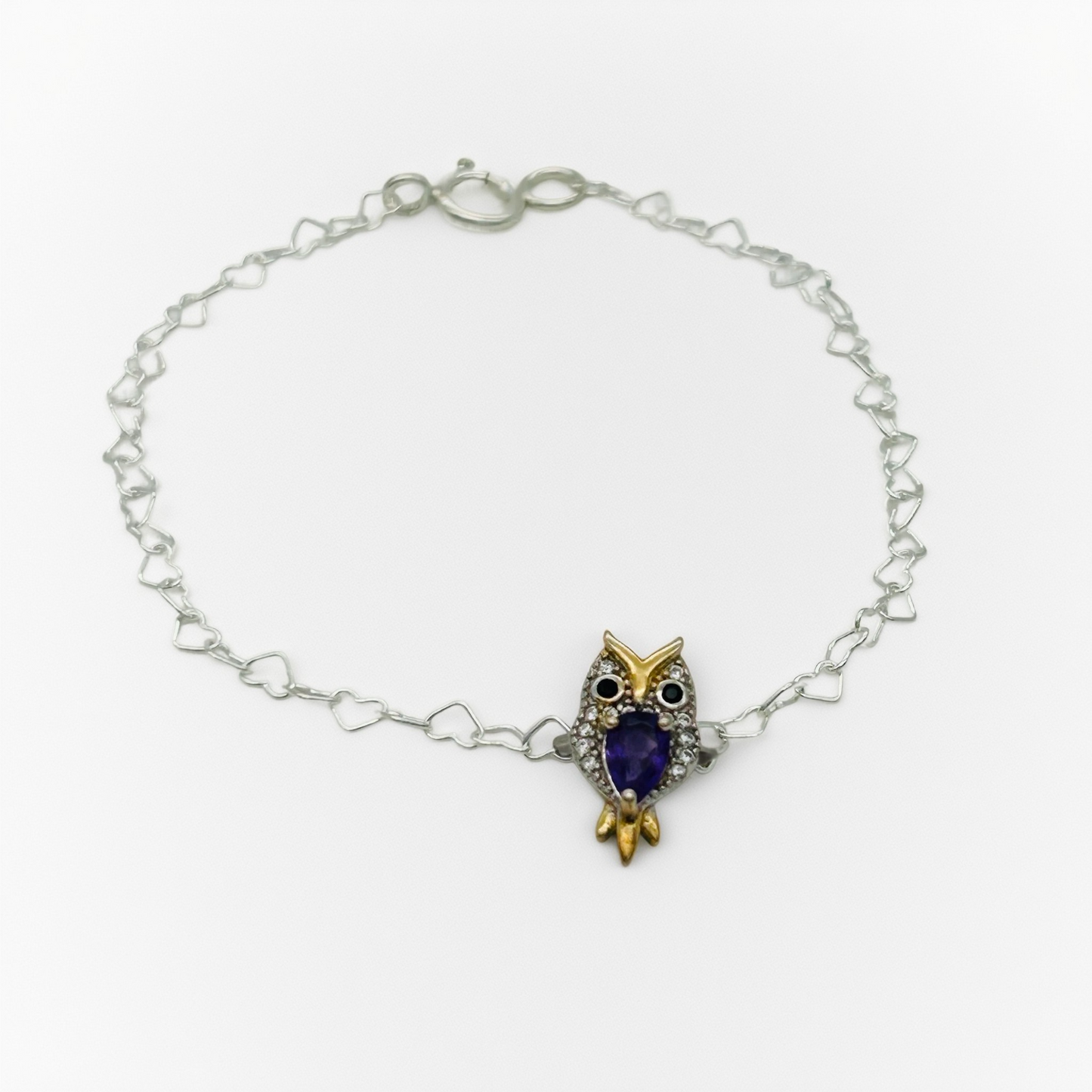 Z1889 Hearts Bracelet With Owl 7"