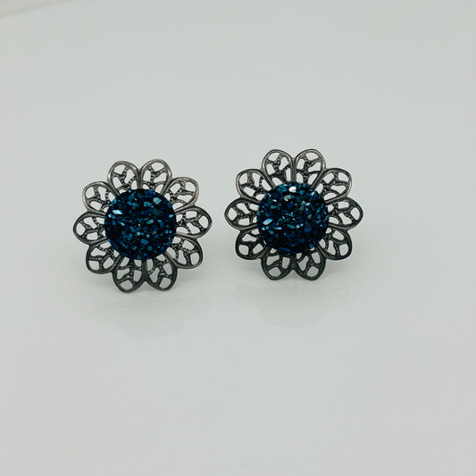 SS1593 Blue Flower Earrings