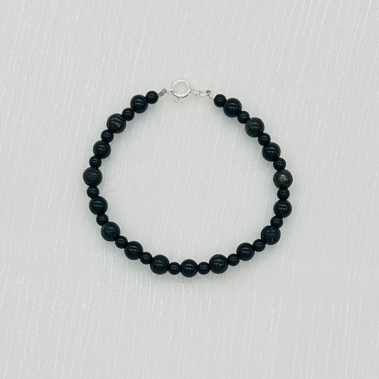 ST1982BLOnyx, Obsidian and Tourmaline Bracelet 7"