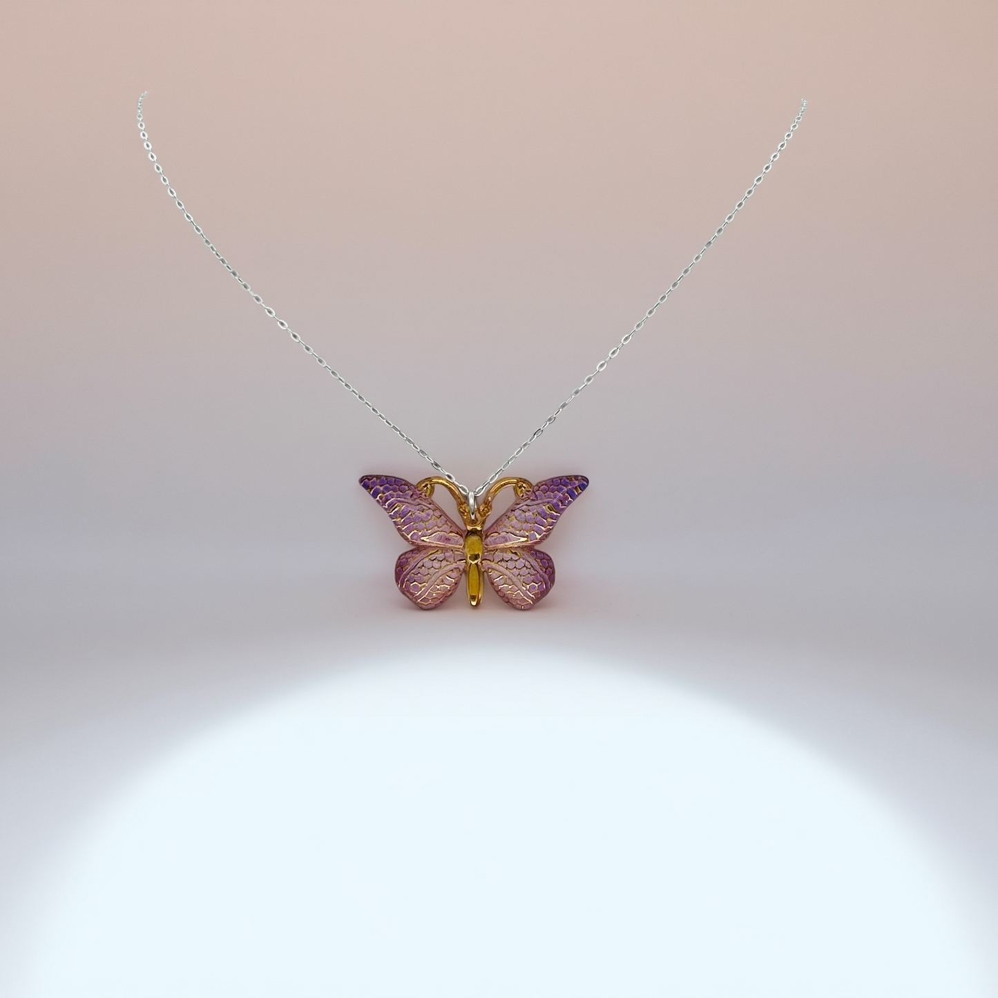 C1478NL Purple Butterfly Necklace 18"